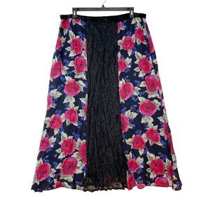 Francesca Rose Midi Skirt 2X Floral Lace Whimsigoth Cottage Dark Romantic Boho